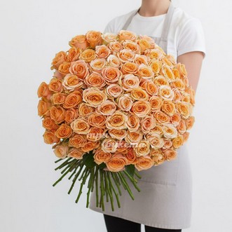 101 оранжевая роза (Premium) 70 см