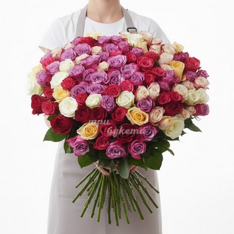 101 разноцв. роза (Premium) 60 см